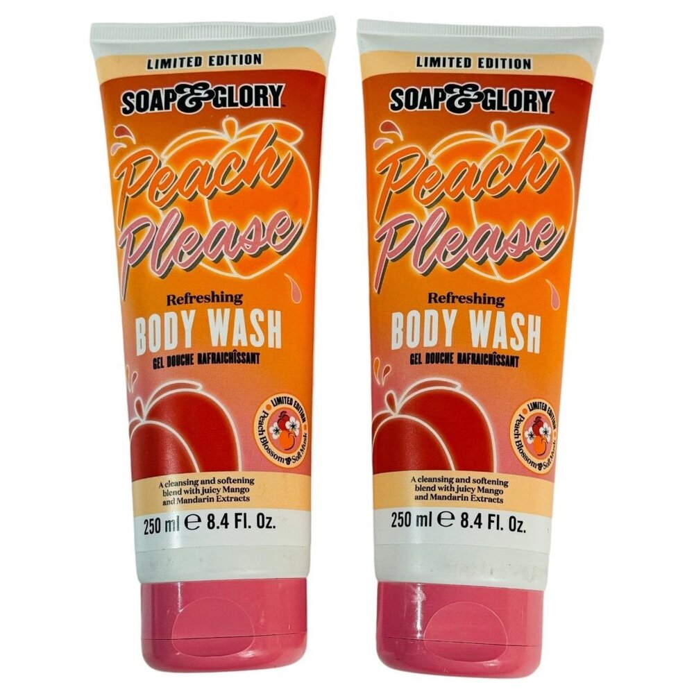 Soap & Glory Body Wash Peach Please 8.4oz Each Tube (2-Pack) Refreshing Gel
